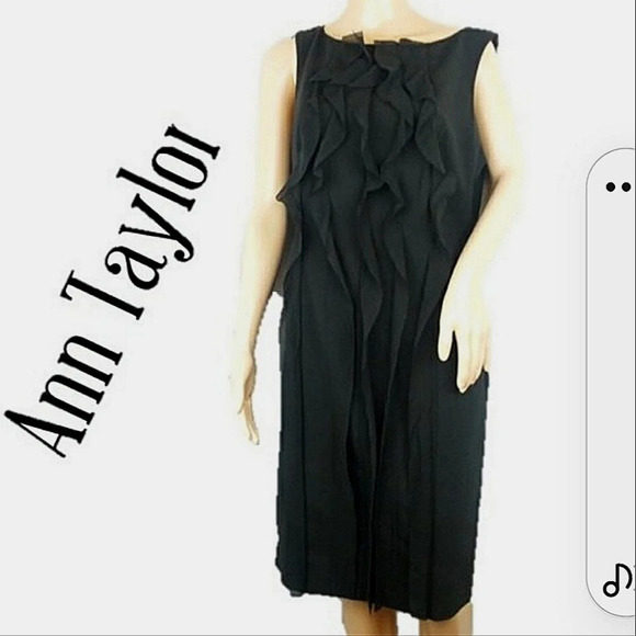 Ann Taylor Black Ruffle Wool Sleeveless Dress - Picture 1 of 7